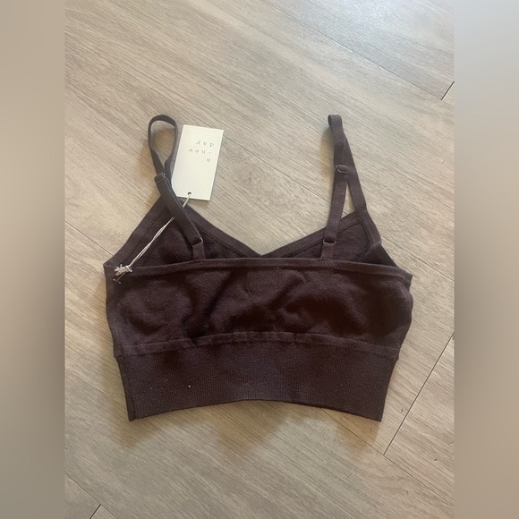 A new day dark brown polyester blend crop bralette top with stitching - Picture 3 of 3